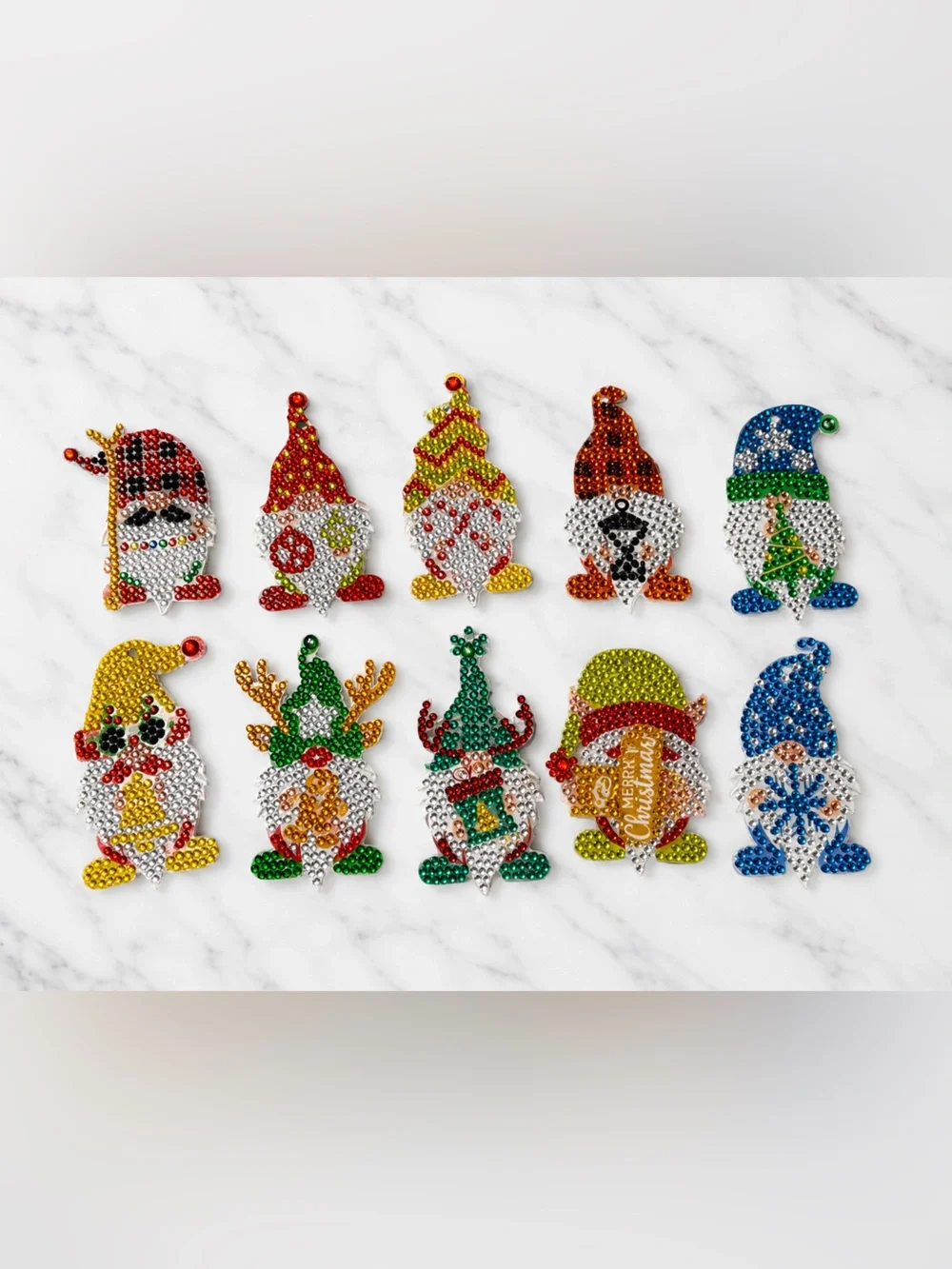 Gnome Christmas Dots Ornaments - Pack of 10